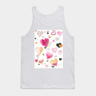 Pretty pink and golden watercolor hearts pattern Tank Top